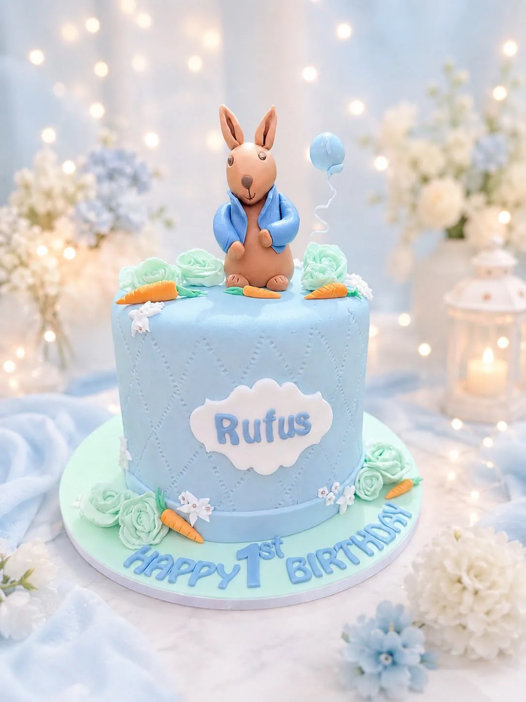 Peter Rabbit themed children's birthday cake