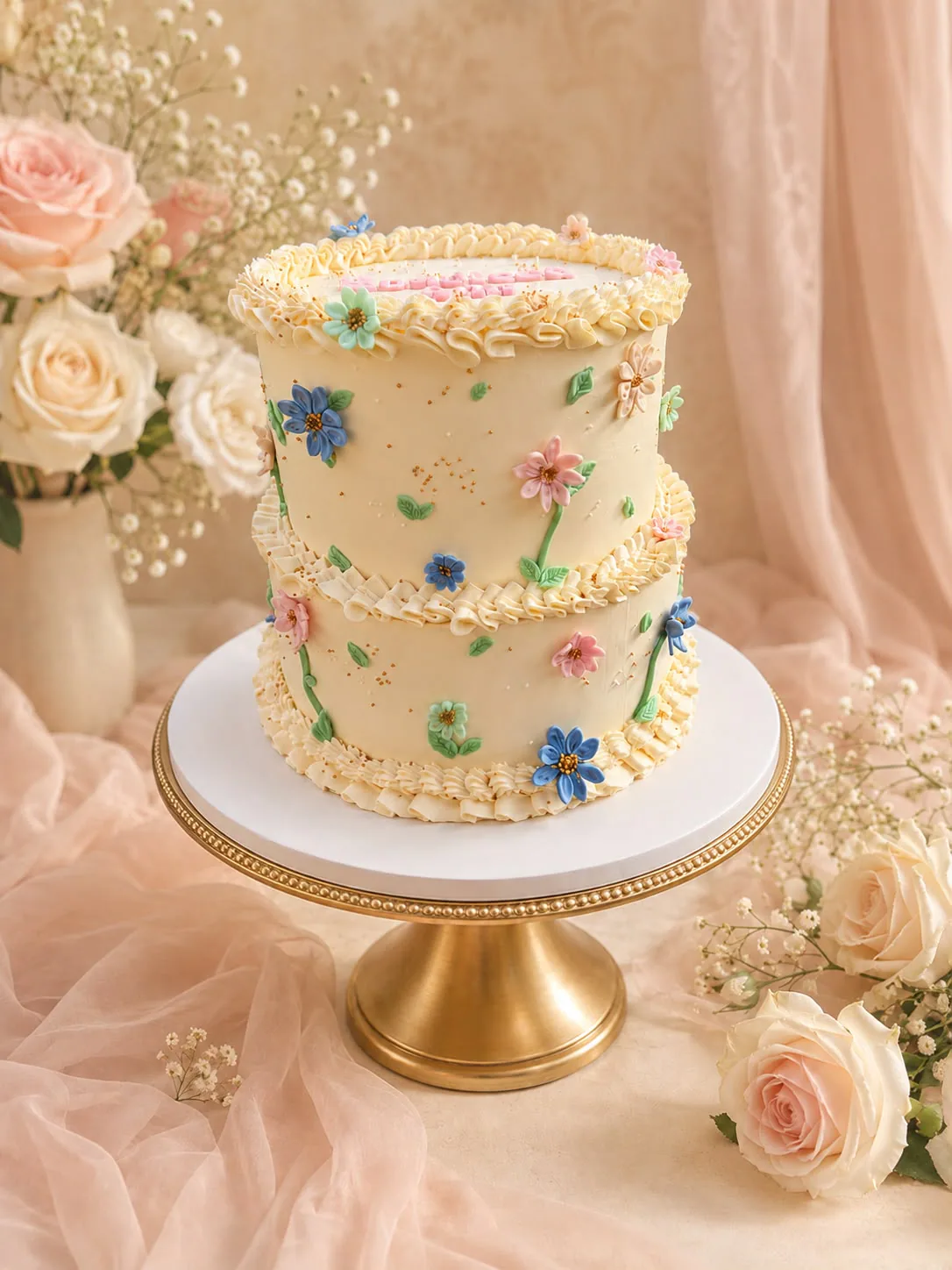 Women’s celebration cake handmade by Anila in Norwich