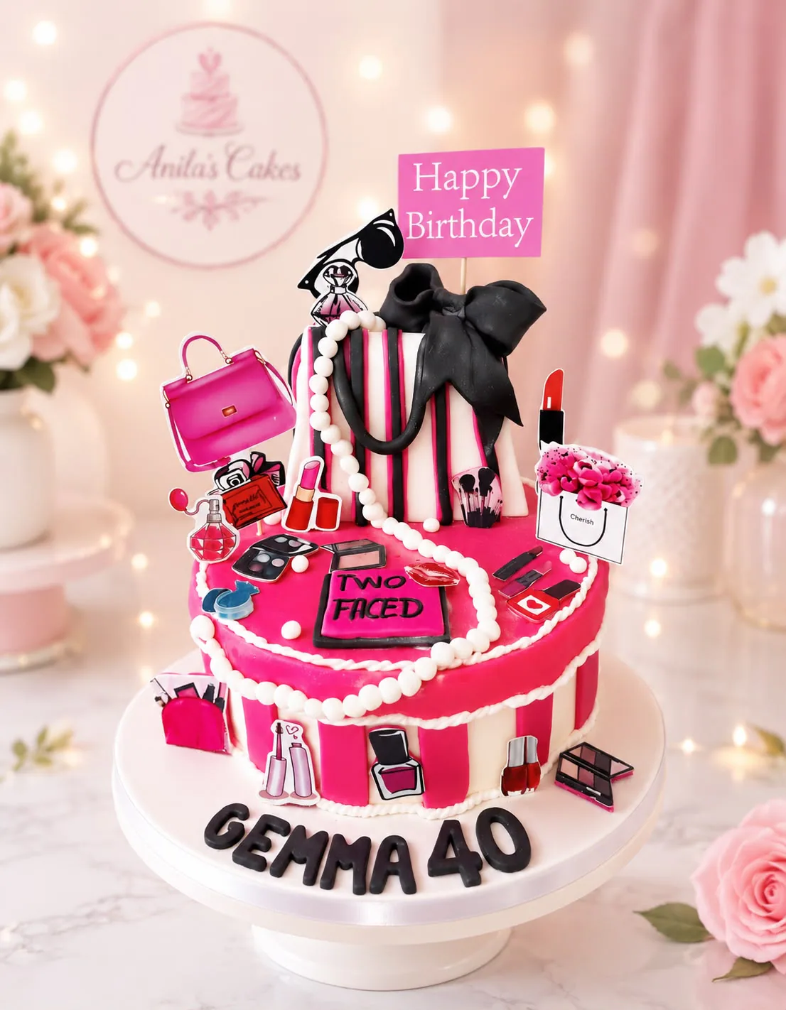 Women’s celebration cake handmade by Anila in Norwich