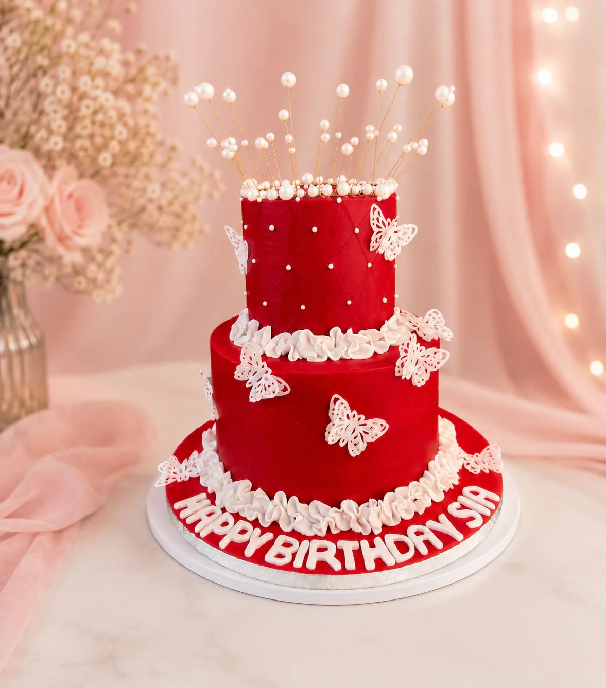 Women’s celebration cake handmade by Anila in Norwich