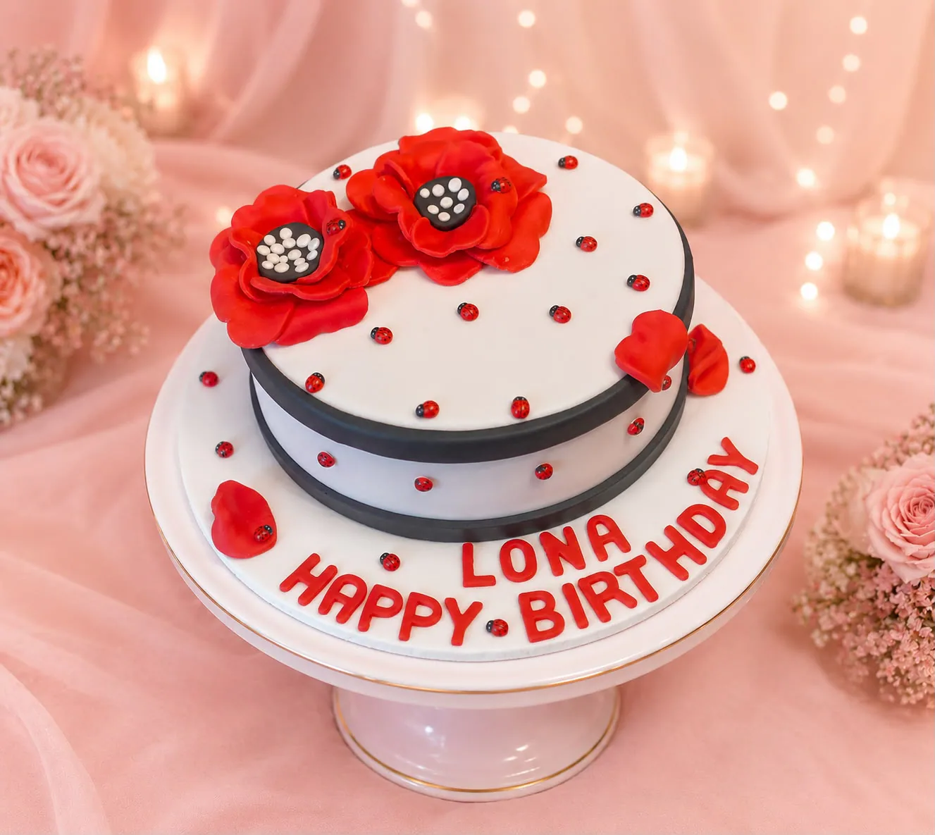 Women’s celebration cake handmade by Anila in Norwich