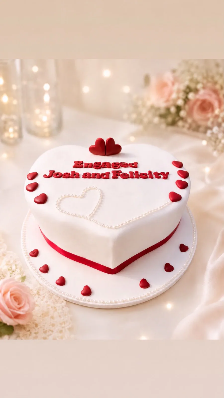 Heart-shaped engagement cake handmade by Anila in Norwich