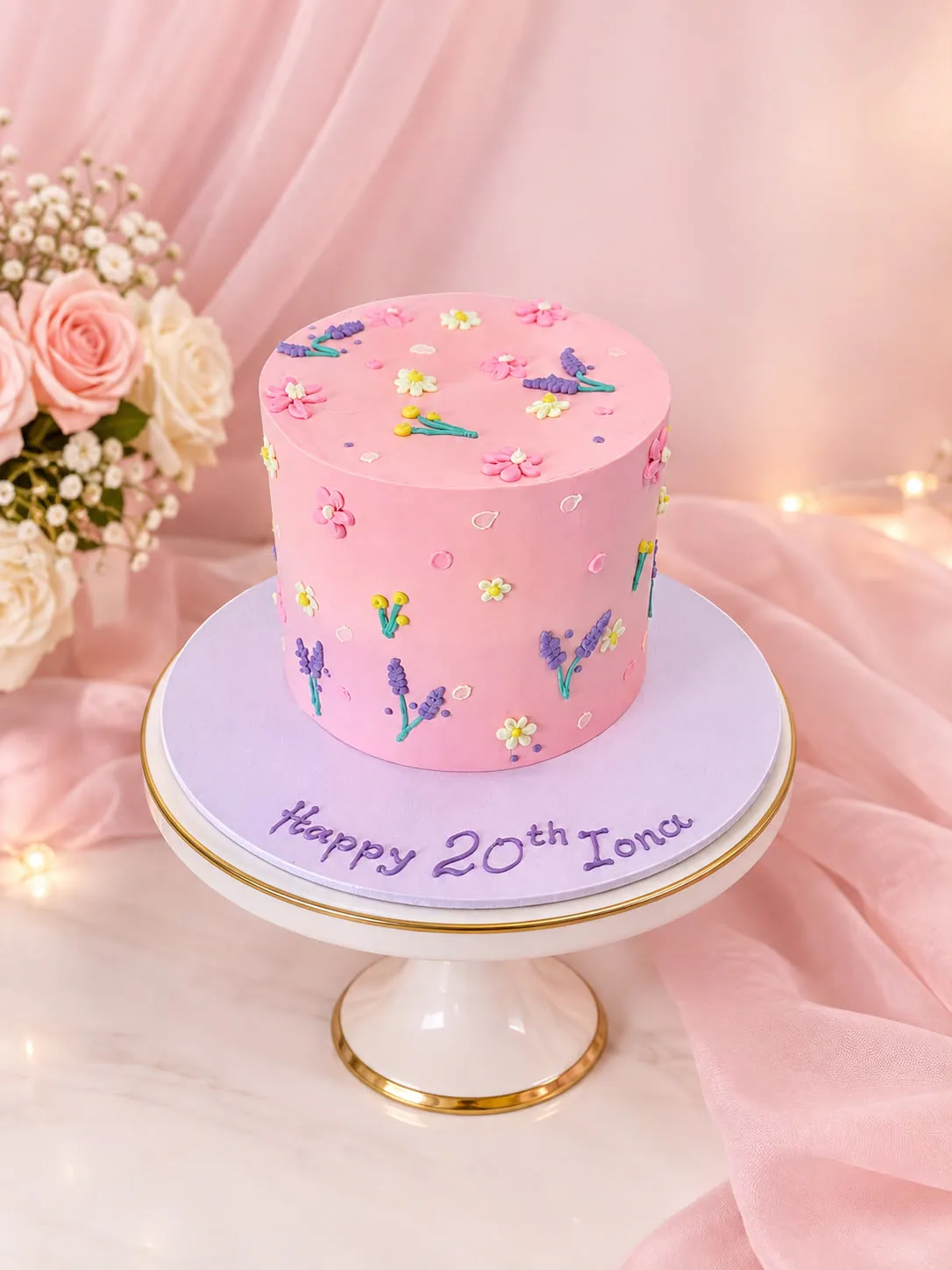 Women’s celebration cake handmade by Anila in Norwich