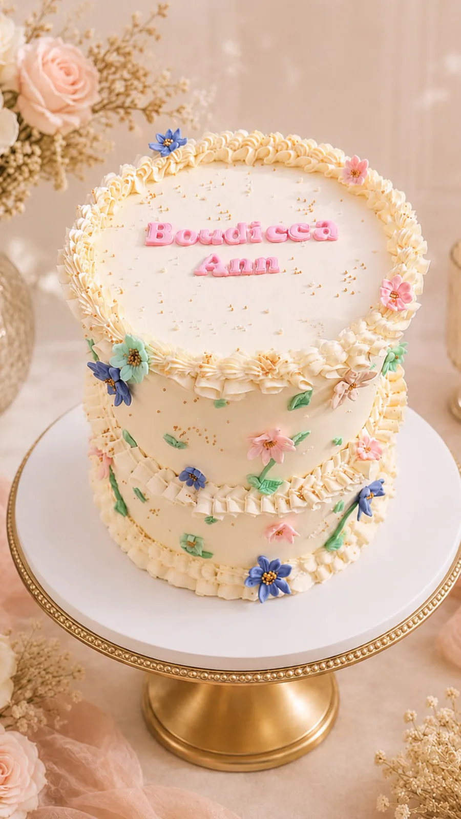 Women’s celebration cake handmade by Anila in Norwich