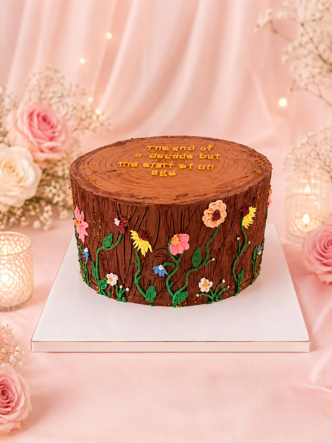 Women’s celebration log cake handmade by Anila in Norwich