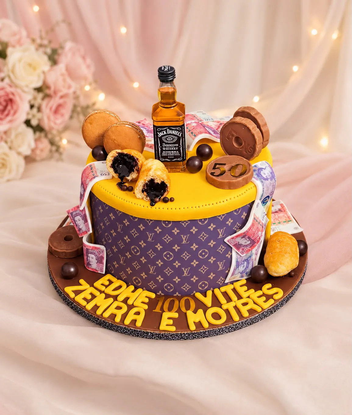 Men’s whisky, chocolate and money cake handmade by Anila in Norwich