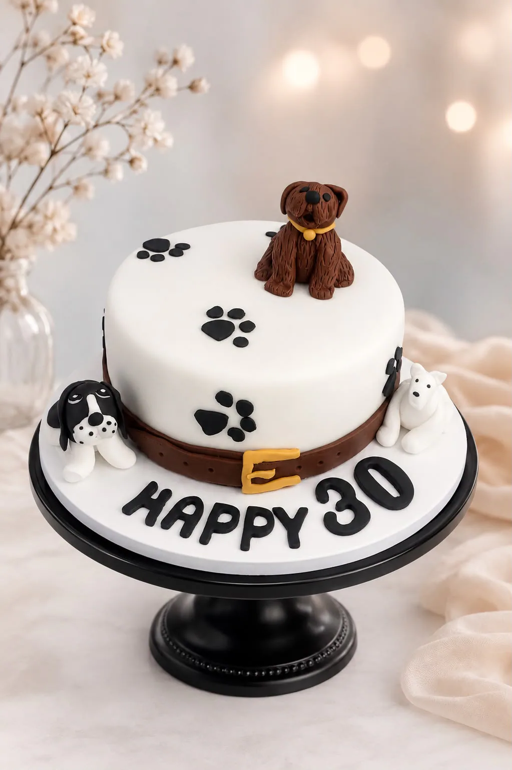 Men’s dog-themed birthday cake handmade by Anila in Norwich