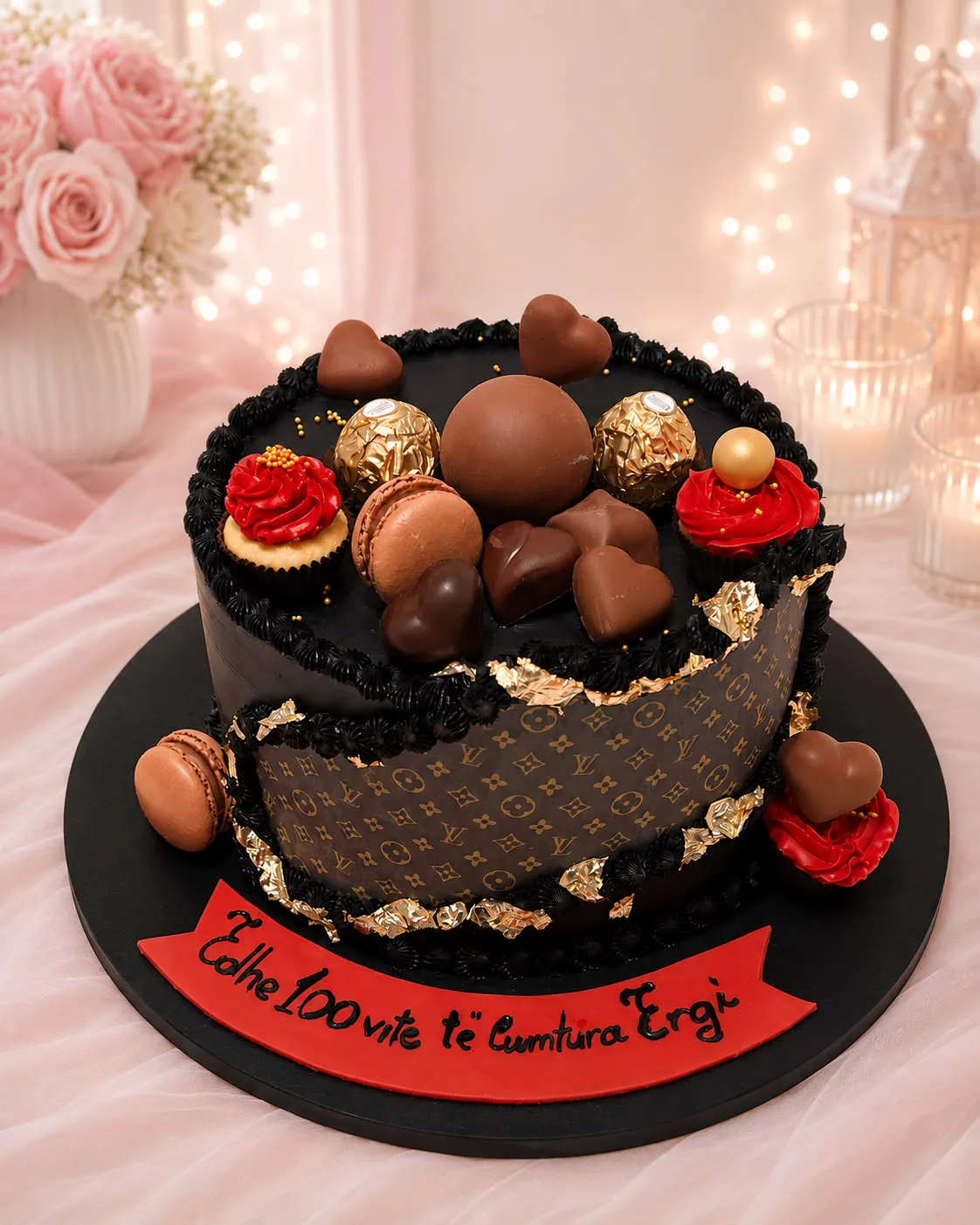 Men’s black designer chocolate cake handmade by Anila in Norwich