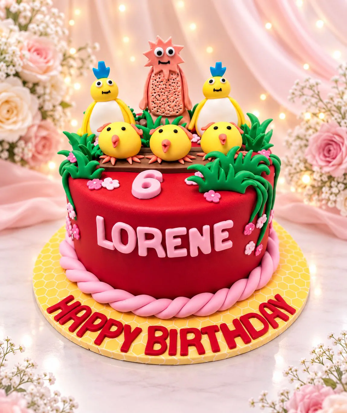 Colourful character sixth birthday cake handmade by Anila in Norwich