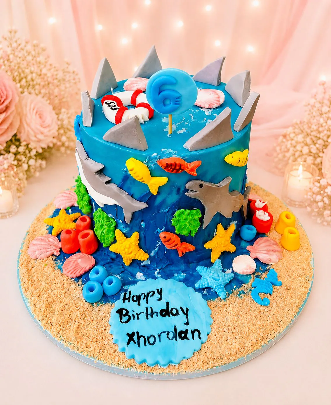 Underwater shark birthday cake handmade by Anila in Norwich