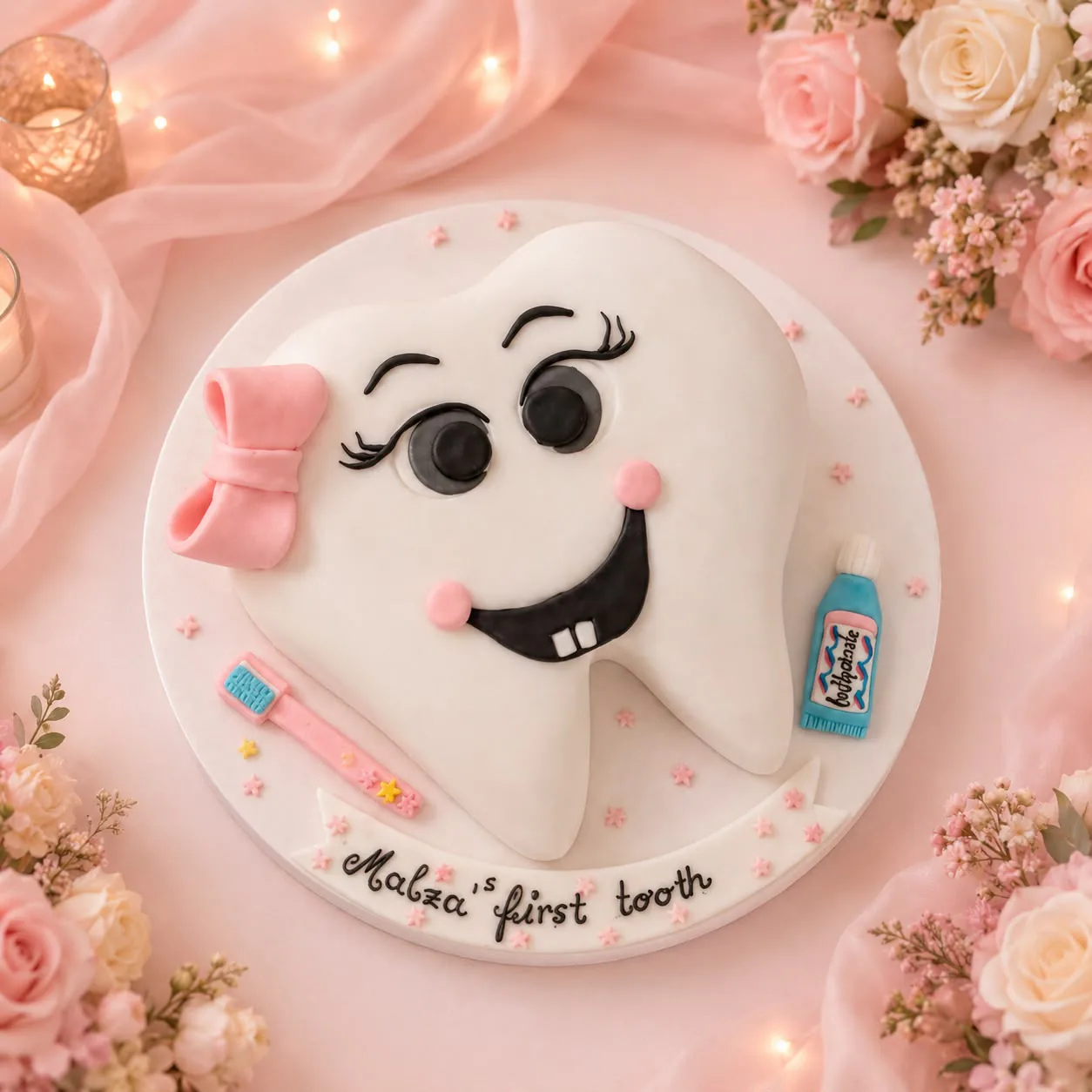 Children’s first tooth cake handmade by Anila in Norwich