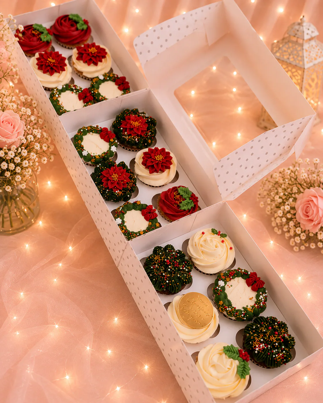 Christmas cupcake selection handmade by Anila in Norwich