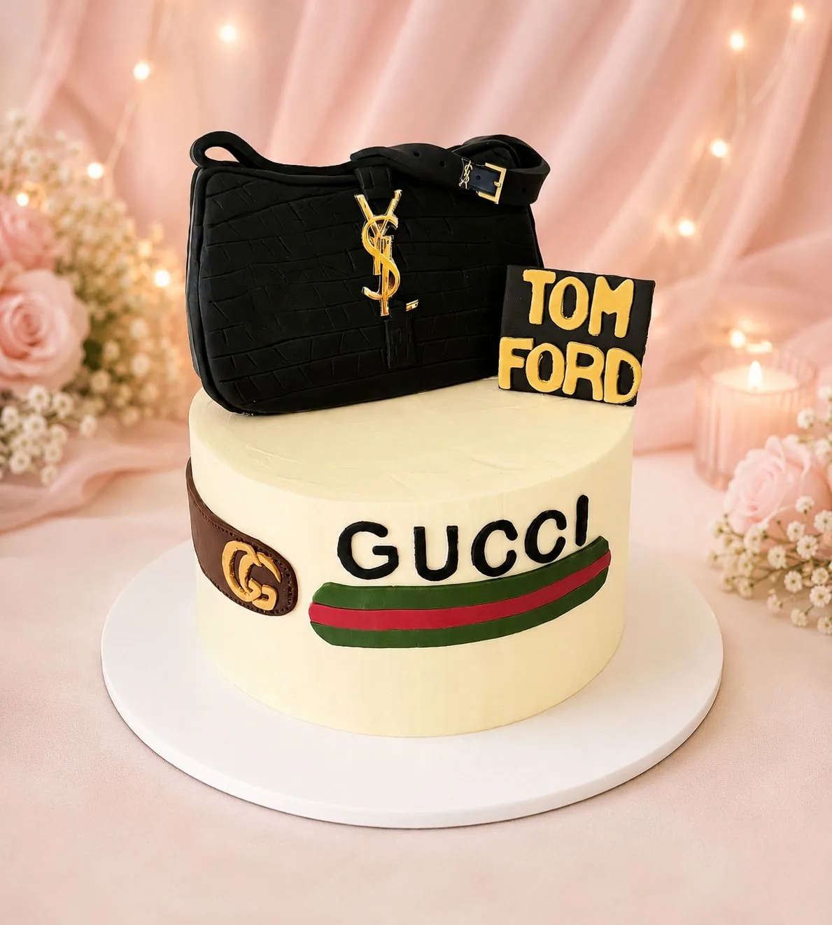 Luxury handbag fashion themed cake handmade by Anila in Norwich